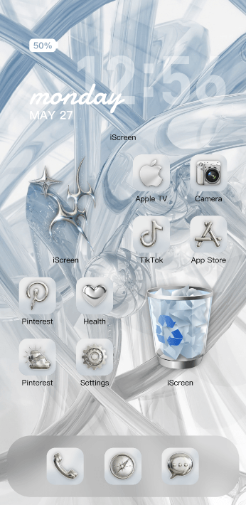 Home Screen Gallery Silver Blue Minimalist
