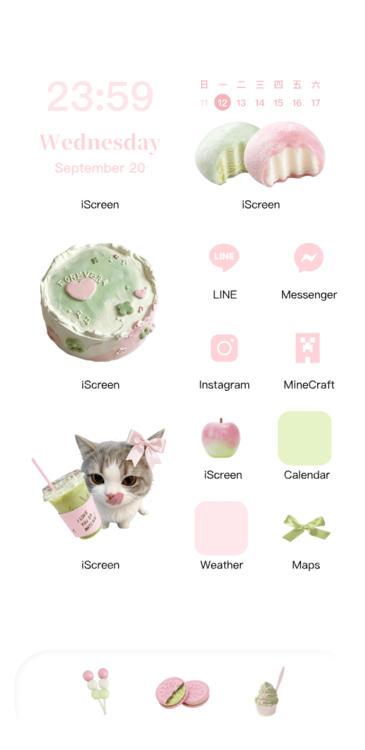 Home Screen Gallery Pink-Green Illustration