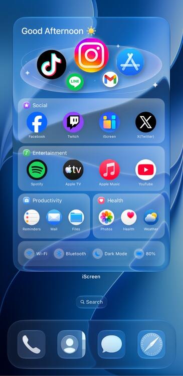 Home Screen Gallery Blue Glass iOS27