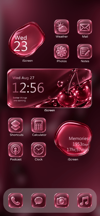 Home Screen Gallery Cherry Red 3D Desktop