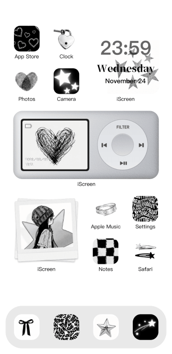 Home Screen Gallery Black and White Y2K