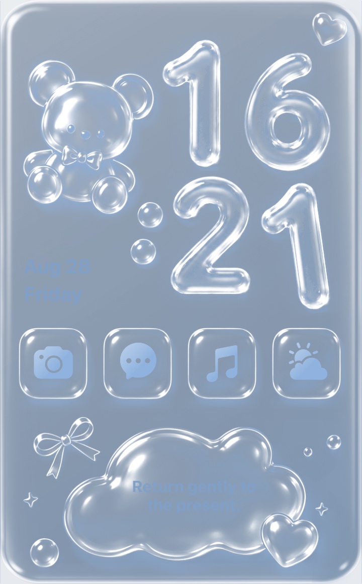 iOS 27 Glass Clock Panel widget for iPhone