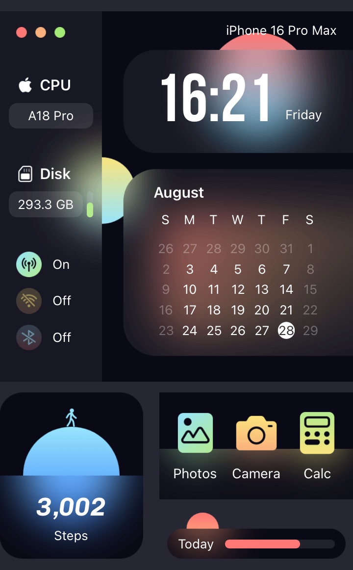 iOS 27 Colorful Black widget for iPhone